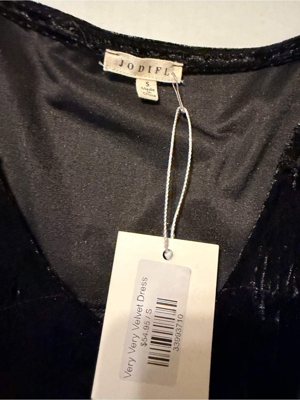JODIFL Black Very Very Velvet Long Sleeve Dress Size S NWT - Picture 2 of 5